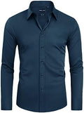 Alimens & Gentle Slim Fit Mens Dress Shirts for Men Button Down Long Sleeve Dress Shirts Wrinkle Free Formal Stain Pro